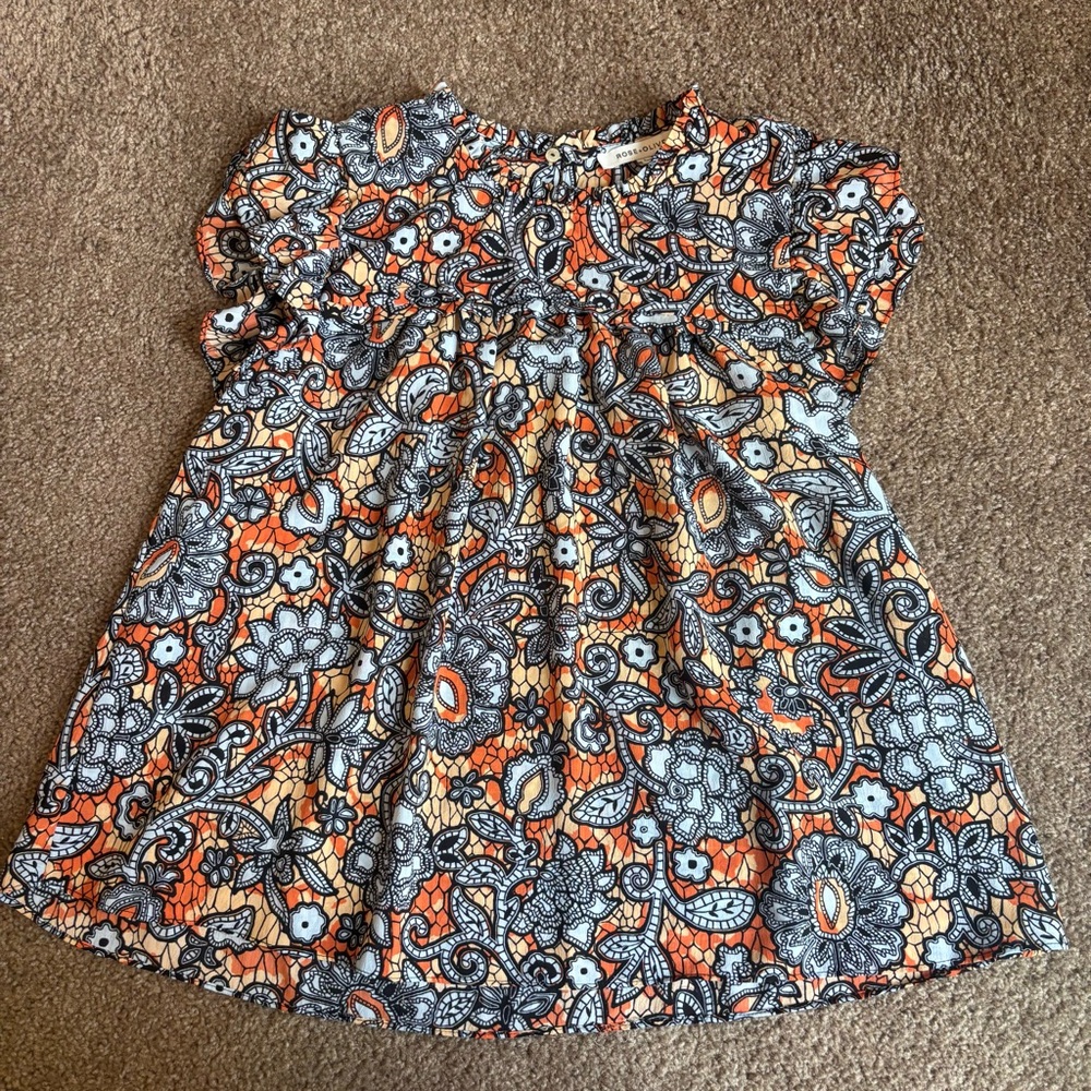 Rose & Olive Floral Dress in Orange and Black